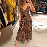 Cinessd - Butterfly leopard print long dress Women spaghetti strap summer dress Casual beach a line dresses robe femme