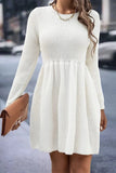 Cinessd Pleated Long Sleeve Mini Dress with High Waist