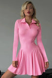 Cinessd Elegant Slim Long Sleeve Mini Dress