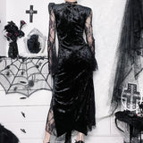 Cinessd  glam dresses   Halloween Gothic Women Dress Long Sleeve High Waist Dresses  New Goth Aesthetic 90s Egirl   Slim Party Club Dress CF22166