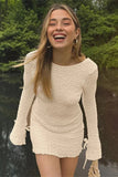 Cinessd Backless Long Sleeve Bodycon Mini Dress