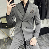 Cinessd Men's Classic Double-breasted Suit Suit (suit+pants) 7XL-S Men's Luxury Fashion Wedding Banquet Social Suit Business Suit 2 Sets