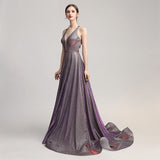 Cinessd - Sparkly V-neck Prom Dresses