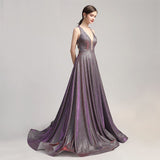 Cinessd - Sparkly V-neck Prom Dresses