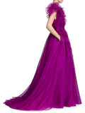 Cinessd Purple V-neck Prom Dress ????? ????  Sleeveless Customized Vestido De Novia Organza Prom Gown Hydrangea Ball Party Dress