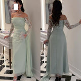 Cinessd Customized Simple Chiffon Pleat Pattern A-line Off-the-shoulder Long Dresses Bespoke Occasion Dresses Pastrol Classic