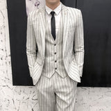 Cinessd Fashion Suits For Men Blazer Vest Pants Stripe Plaid Mens Formal Business Office Suit Groom Wedding Dress Party Stage Host Men Korean Slim Suit Tuxedo dandy