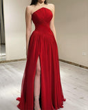 Cinessd Customized  Elegant Strapless A-line Celebrity  Fold Draped Chiffon Occasion Evening Gownrobe femme prom dresses