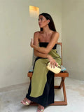 Cinessd Summer Flower Strapless Long Dress Women Elegant Patchwork Sleeveless Backless Floral Maxi Dresses Lady Holiday Party Beach Robe