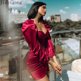 Cinessd Customized Jiayigong Sweetheart Evening Formal Sheath Bespoke Occasion Puff Sleeve Party Dresses Short Gowns Women