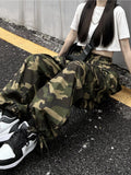 Cinessd Party Outfit American Vintage Camouflage Cargo Pants Women Summer New Streetwear Loose Straight Wide Leg Trousers Woman