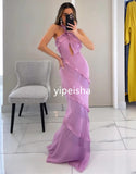 Cinessd CustomizedSexy Chiffon Pleat Trumpet Halter Long Dresses Homecoming  Simple Retro Fashion Elegant Exquisite High Quality Formal