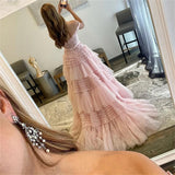 Cinessd Lace Appliques A-line Formal Occasion Evening Off Shoulder Floor-Length vestidos de fiesta Sexy Sleeveless Porm Dresses