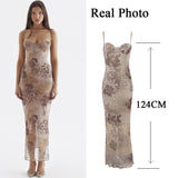 Cinessd party look inspos Suninheart Sexy Elegant Spaghetti Strap Floral Print Maxi Dress Lace Up Bodycon Prom Party Dresses Backless Women Formal Dress