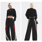 Cinessd Party Outfit Women Oversized Sports Wide Leg Pants Hip Hop Sweatpants Casual Joggers Pants Fashion Streetwear Y2k High Waist Baggy Trousers