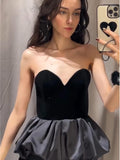 Cinessd Heart-Shaped Collar Strapless Top Velvet Deep V Sleeveless Slimming Floral Bud Fluffy Hem Blouse Luxury Women Solid Color Vest ootd outfit idea