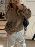 Cinessd Retro Brown Short Jacket Women Casual Lapel Zipper Pocket Jacket Female 2025 Spring Fashion Commute Lady Outwear