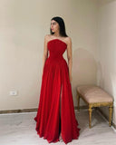 Cinessd Customized  Elegant Strapless A-line Celebrity  Fold Draped Chiffon Occasion Evening Gownrobe femme prom dresses