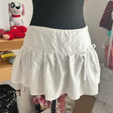 Cinessd Y2K high street fashion white lace bowknot kawaii sexy Summertime Streetwear shorts with lower skirts and lovely women's emo ootd