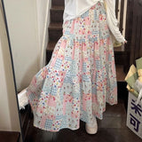 Cinessd Seoulish Women Spring Summer Irregular Skirt Elastic High Waist Elegant Chiffon Floral Printed Pencil Skirt Female 2025 New Outfit Ideas