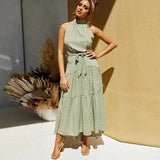 Cinessd - Boho Women Long A-Line Off Shoulder Elegant Sash Maxi Dress Women