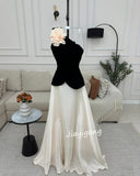 Cinessd Customized Simple Jersey Handmade Flower A-line One-shoulder Long Dresses Bespoke Occasion Dresses Modern Style