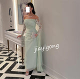 Cinessd Customized Simple Chiffon Pleat Pattern A-line Off-the-shoulder Long Dresses Bespoke Occasion Dresses Pastrol Classic