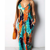 Cinessd - Fashion Women's Maxi Long Boho Dress Hot V Neck Sleeveless New Floral Summer Beach Cocktail Party Loose Sundress