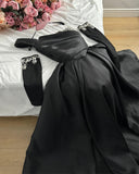 Cinessd Black Satin One Shouler vestidos de fiesta Sequins Beaded A-line Detachable Sleeves Customized Party Dresses