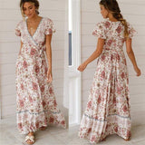 Cinessd - Holiday Long Dress Women's Boho Dresses Lady Boho Floral V-neck Long Maxi Dress Summer Beachwear Sundress