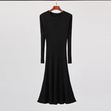 Cinessd - Long Knitted Sweater Dress for Women Casual Winter Sweater Dress