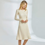 Cinessd - Long Knitted Sweater Dress for Women Casual Winter Sweater Dress