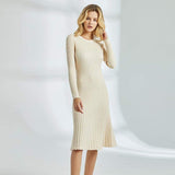 Cinessd - Long Knitted Sweater Dress for Women Casual Winter Sweater Dress