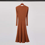 Cinessd - Long Knitted Sweater Dress for Women Casual Winter Sweater Dress