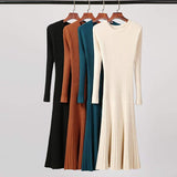 Cinessd - Long Knitted Sweater Dress for Women Casual Winter Sweater Dress