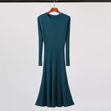 Cinessd - Long Knitted Sweater Dress for Women Casual Winter Sweater Dress