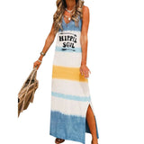 Cinessd - New Fashion Women's Lady Bohemia Sleeveless Summer Beach Long Maxi Dress Loose Hippie Holiday Beach Party Sun Dress