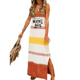 Cinessd - New Fashion Women's Lady Bohemia Sleeveless Summer Beach Long Maxi Dress Loose Hippie Holiday Beach Party Sun Dress