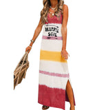 Cinessd - New Fashion Women's Lady Bohemia Sleeveless Summer Beach Long Maxi Dress Loose Hippie Holiday Beach Party Sun Dress