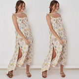 Cinessd - New Women Boho Floral Long Maxi Dress Summer Beach Ladies Sleeveless Party Holiday Casual Loose Sundress