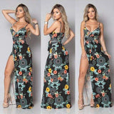 Cinessd - New Women Summer Vintage Boho Sleeveless Long Maxi Dress Ladies V-Neck Fashion Beach Party Dress Sundress