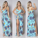 Cinessd - New Women Summer Vintage Boho Sleeveless Long Maxi Dress Ladies V-Neck Fashion Beach Party Dress Sundress