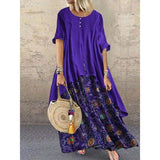 Cinessd - New Women's Peasant Ethnic Boho Long Shirt Vest Dress Summer Casual Long Sleeve Loose Kaftan Maxi Dress Sundress Plus Size