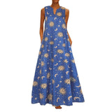 Cinessd - Printed Bohemian Ethnic Style Beach Maxi Dress