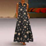 Cinessd - Printed Bohemian Ethnic Style Beach Maxi Dress