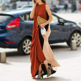 Cinessd - Summer Women's Patchwork Sleeveless Loose Maxi Dress New Fashion Ladies Clubwear Holiday Casual Long Sundress