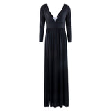 Cinessd - Women Autumn Long Sleeve Maxi Dress Elegant Split Formal Evening Party Dress Fashion V neck Women vestidos