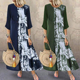 Cinessd - Women Boho Linen Baggy Gypsy Kaftan Holiday Loose Long Maxi Dress Fashion Ladies Floral Beach Dress Sundress