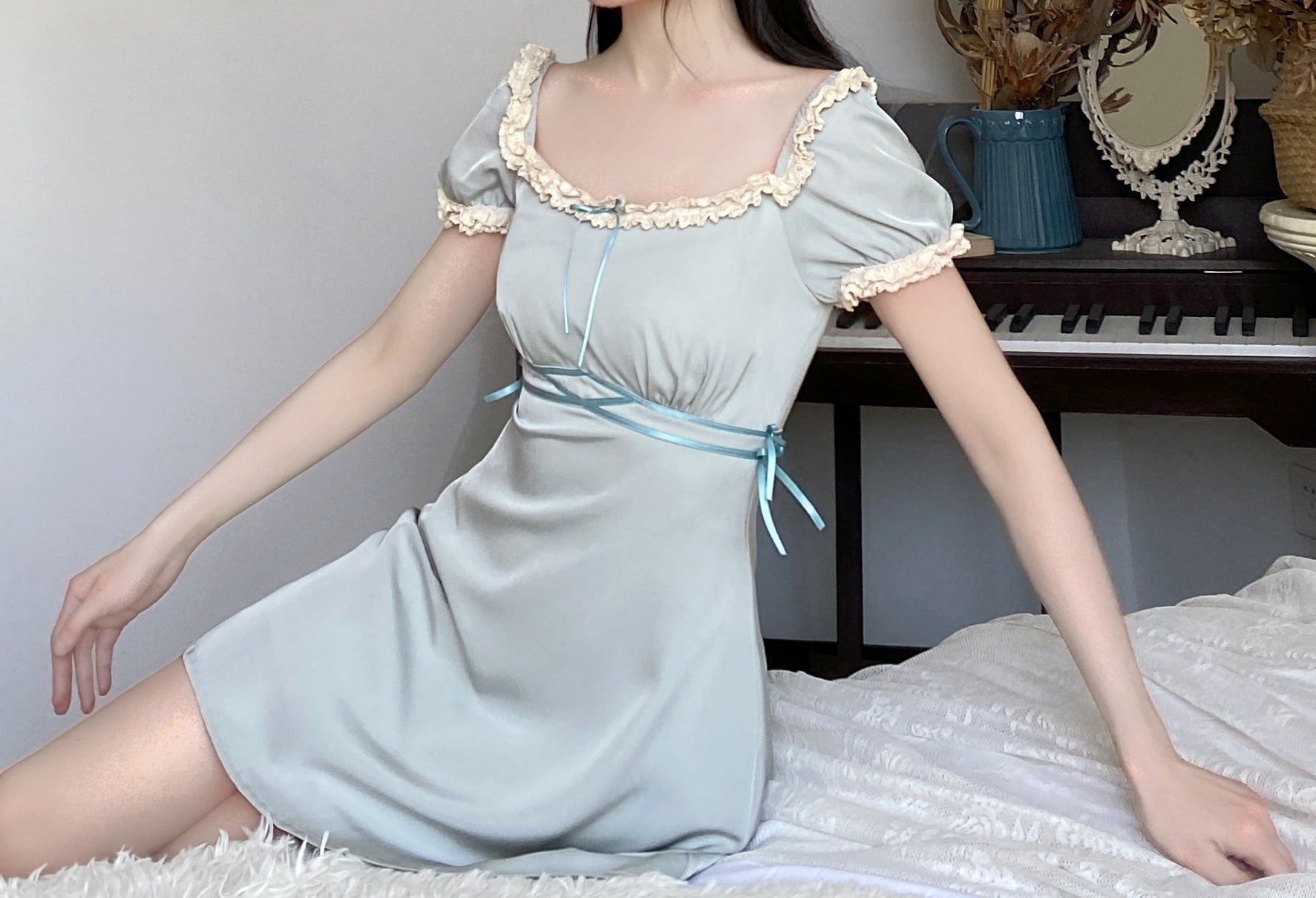 Cinessd - Moonlight Lace Vintage Dress ~ HANDMADE