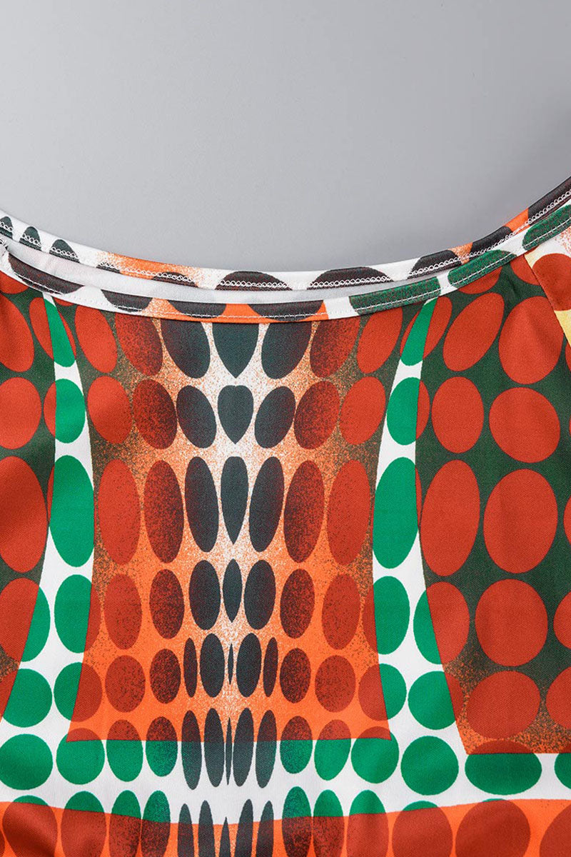 Cinessd Colour  Print Patchwork Off the Shoulder Pencil Skirt Dresses